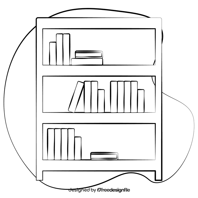 Bookshelf black and white clipart