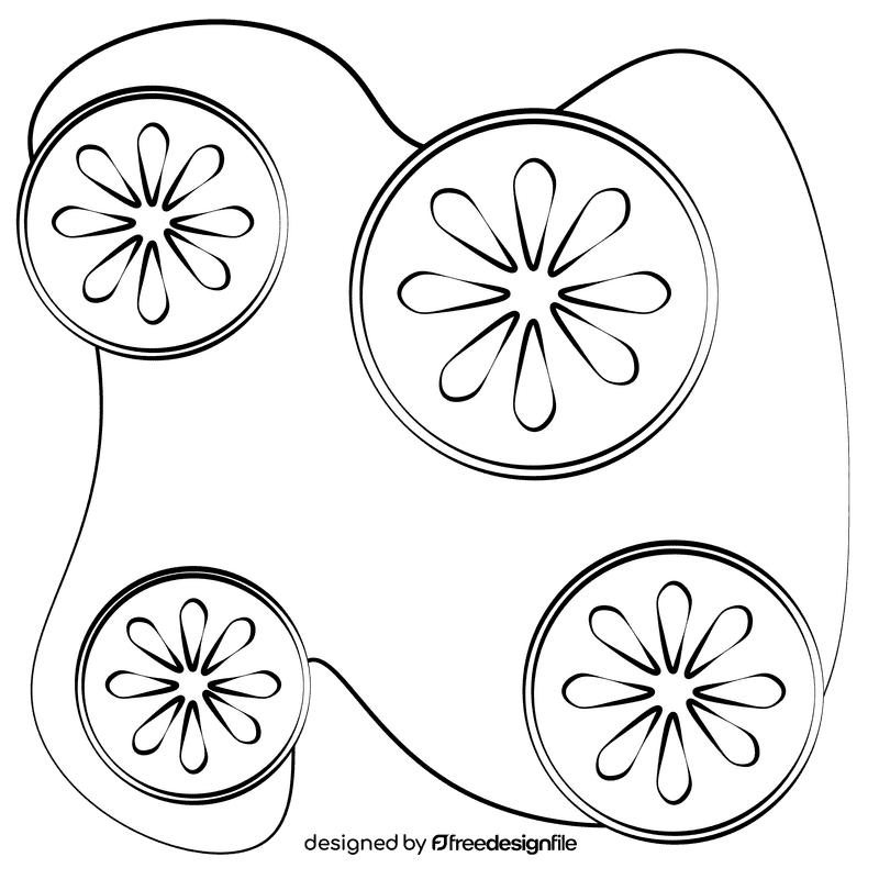 Cucumber slices black and white clipart