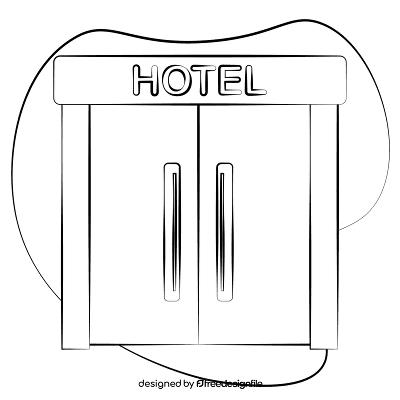 Hotel entrance black and white clipart