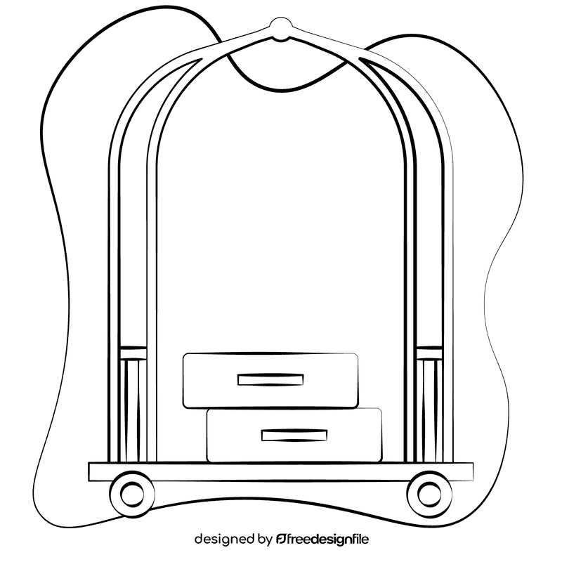 Luggage cart black and white clipart