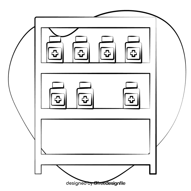 Medicine rack black and white clipart