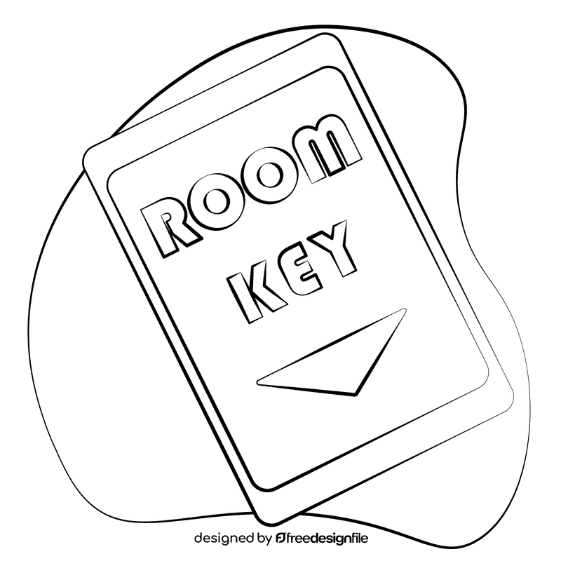 Room key black and white clipart