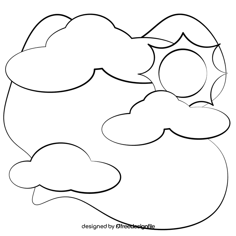 Sunny weather black and white clipart