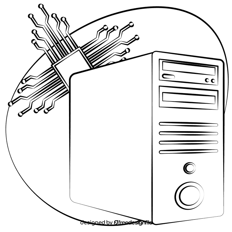 Cpu black and white clipart