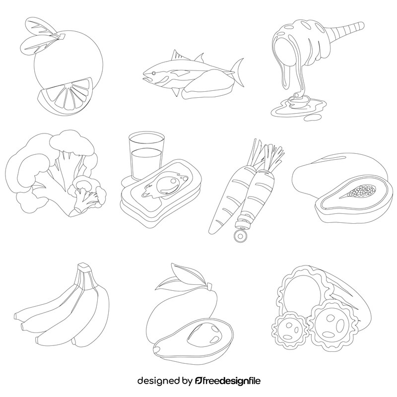 Healthy food black and white vector