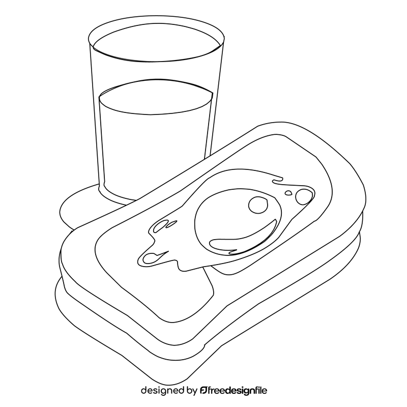 Milk, bread and egg healthy food black and white clipart