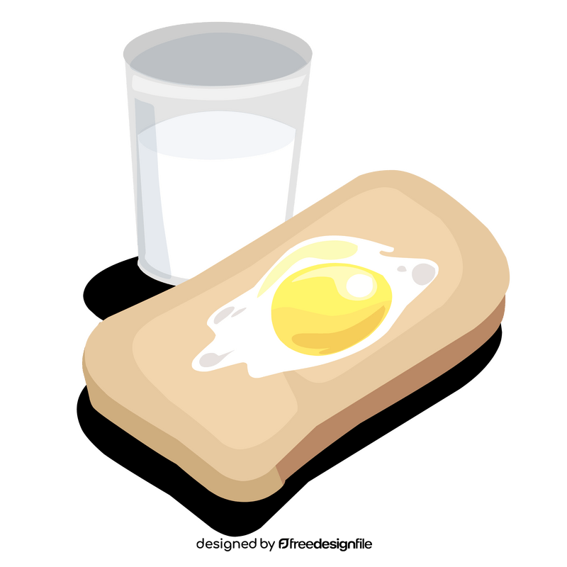 Milk, bread and egg healthy food clipart