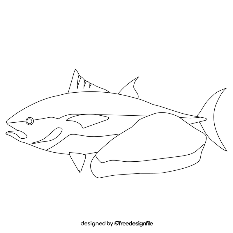 Tuna fish meat healthy food black and white clipart