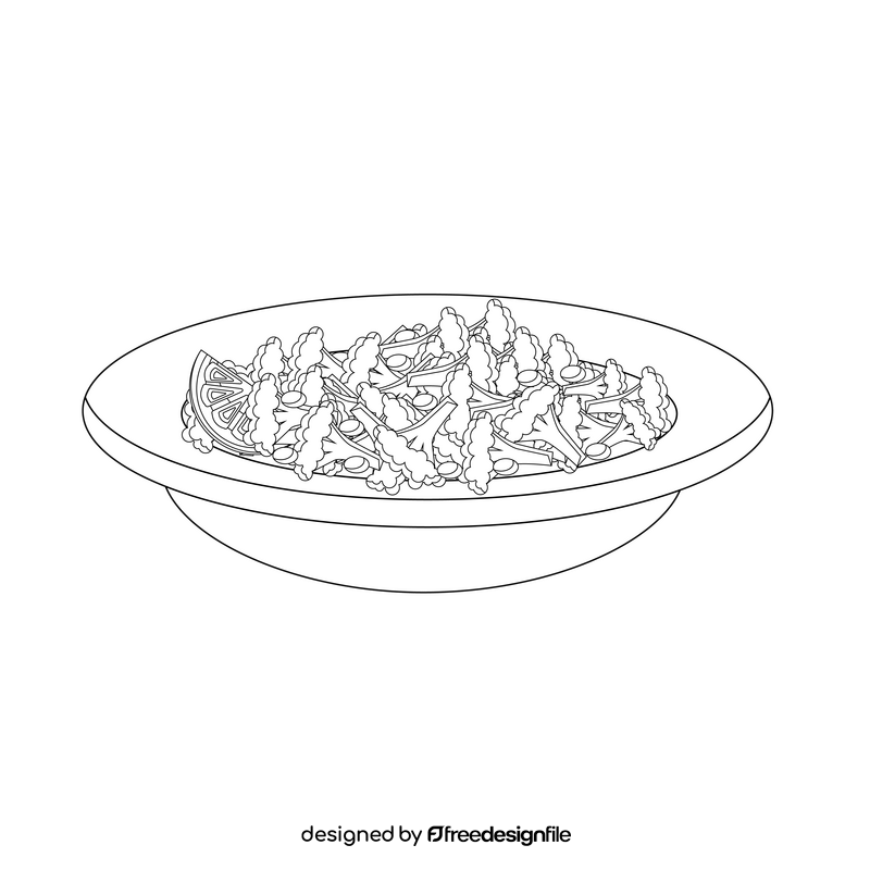 Broccoli corn salad black and white clipart