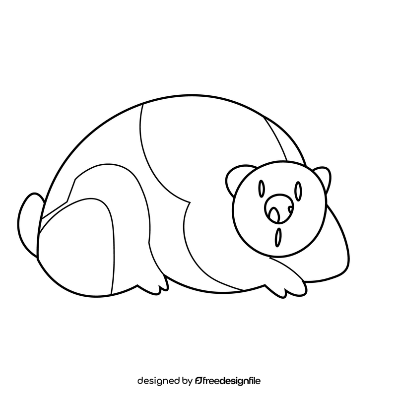 Bear scared cartoon animal black and white clipart