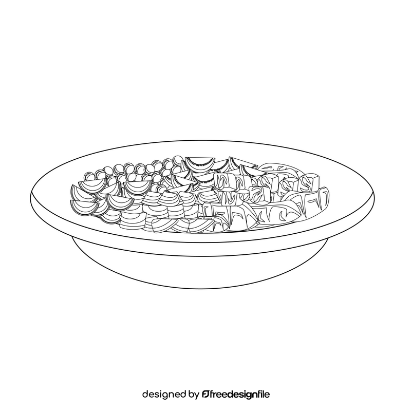 Fruits salad black and white clipart