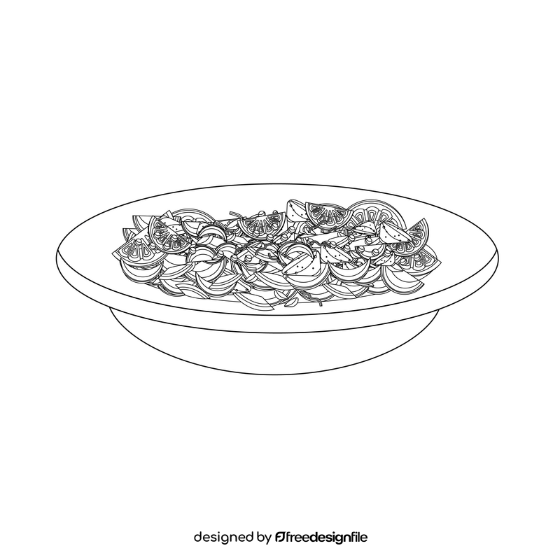 Vegetable salad black and white clipart
