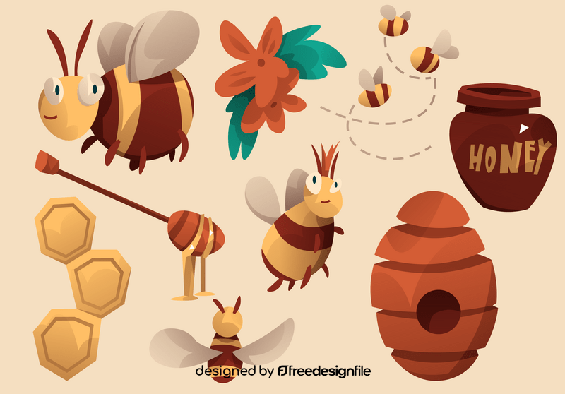 Bee cartoon set vector