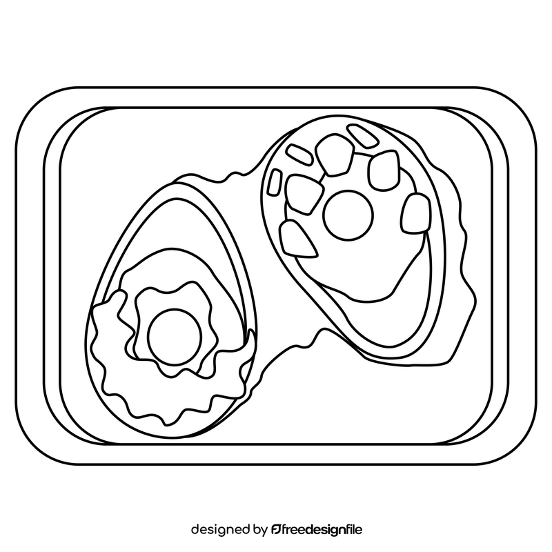 Healthy Food Baked Egg in Avocado black and white clipart