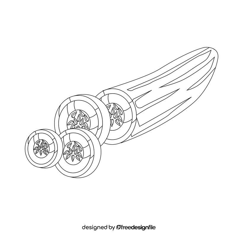 Cucumber healthy vegetable black and white clipart