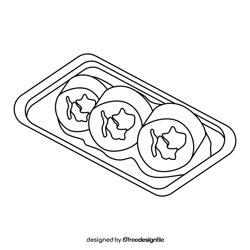 Healthy Food Sushi black and white clipart