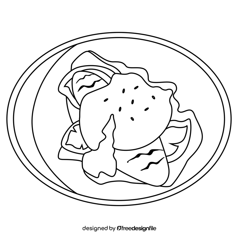 Healthy Food Sweet Potato Toast black and white clipart