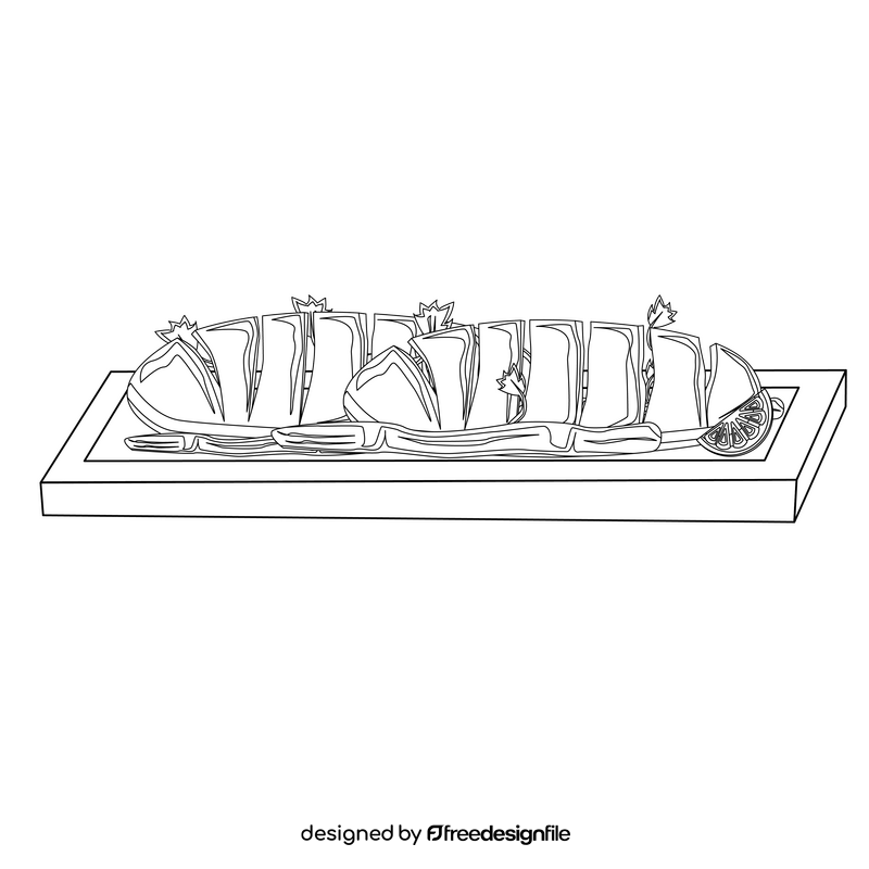Vegetarian Food Hasselback potatoes black and white clipart