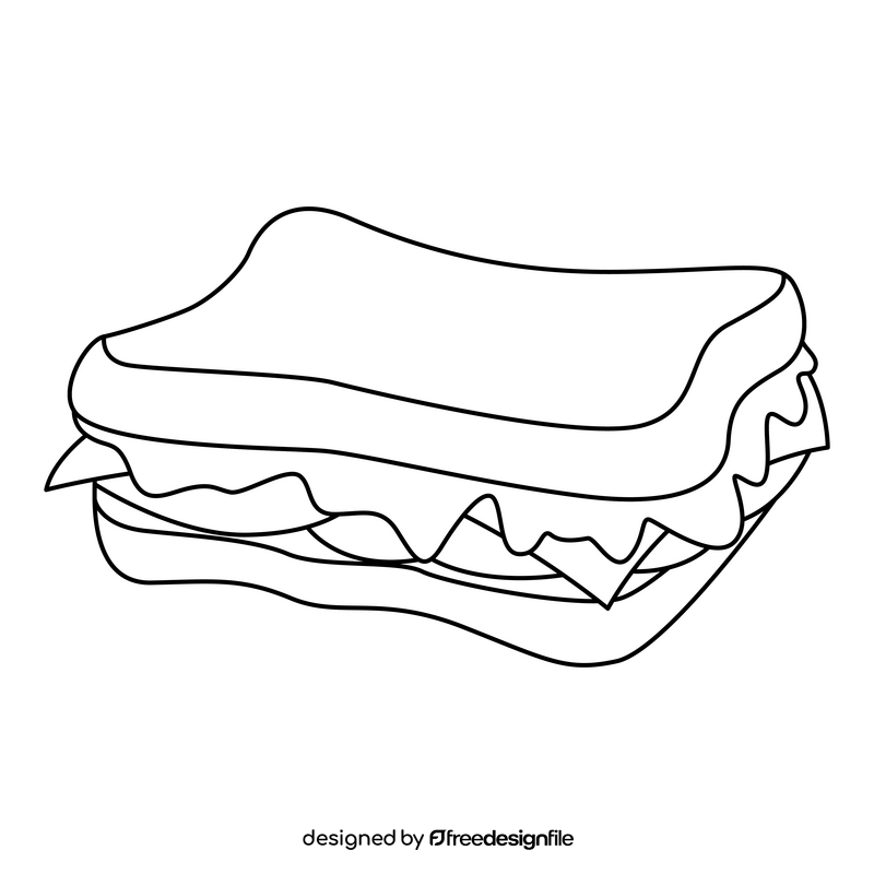 Sandwich healthy food black and white clipart