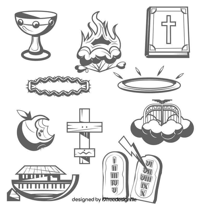Bible set black and white vector