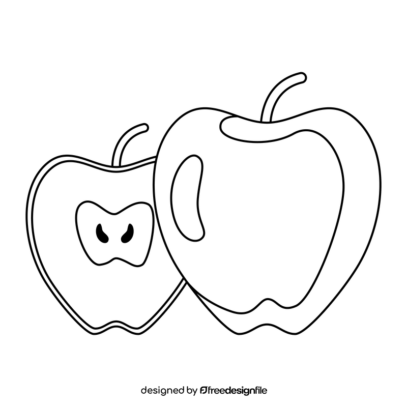 Apple healthy food black and white clipart