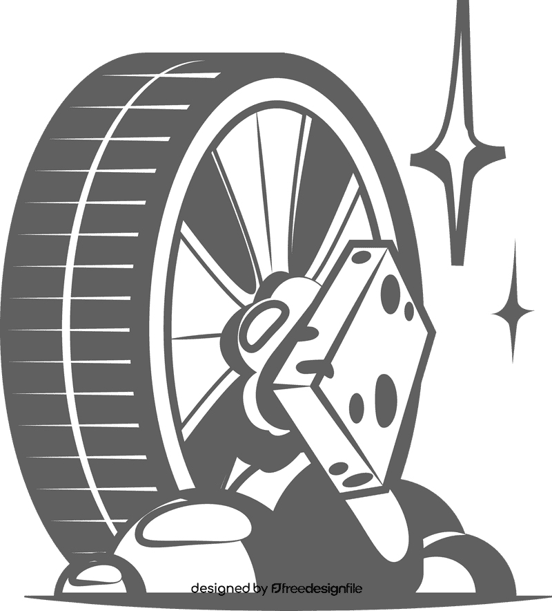 Car wheel washing black and white clipart