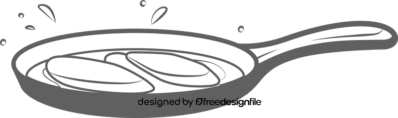 Fried chicken pan black and white clipart