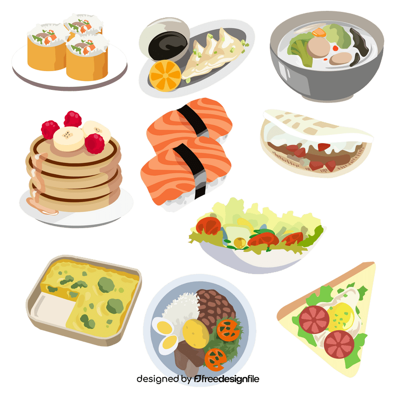 Healthy food meals set vector