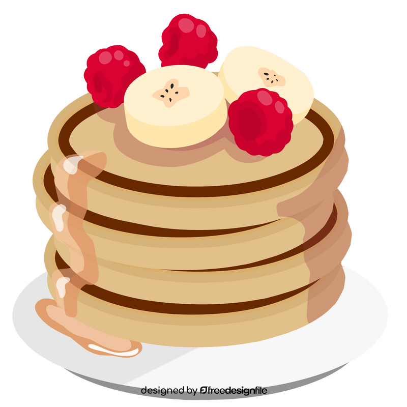 Pancake, banana, raspberry clipart