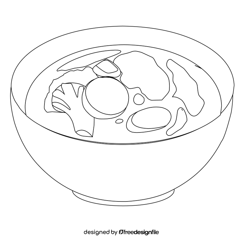 Vegetable soup black and white clipart