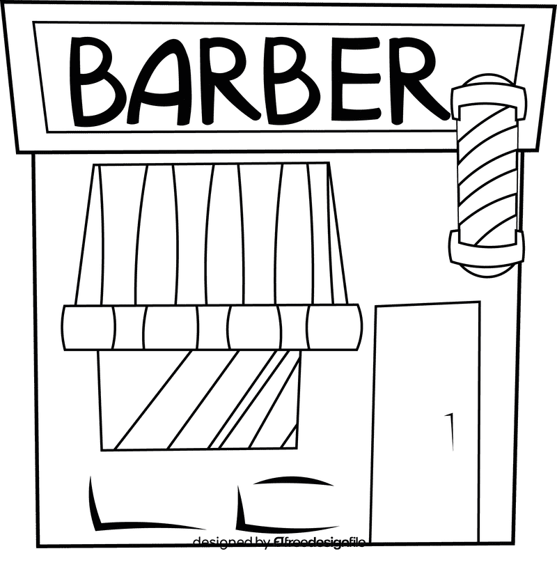 Barber shop Building black and white clipart