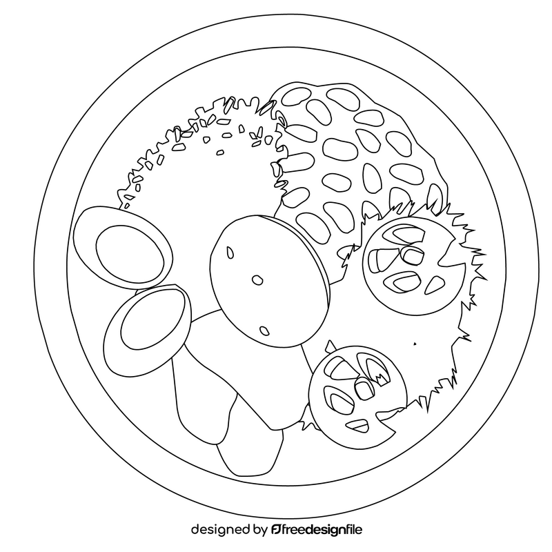 Healthy meal black and white clipart
