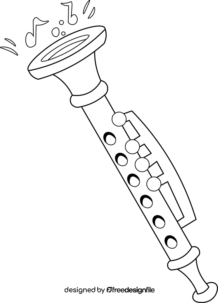 Clarinet black and white clipart