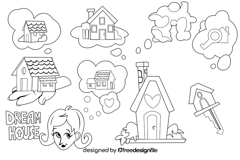Dream house black and white vector