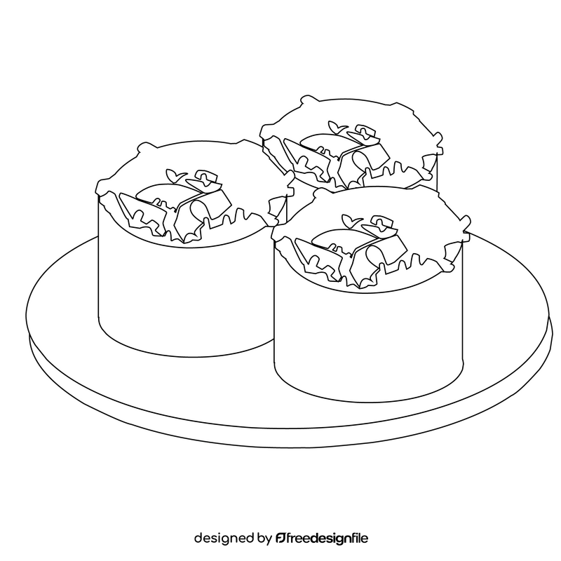 Veggie sushi rolls black and white clipart