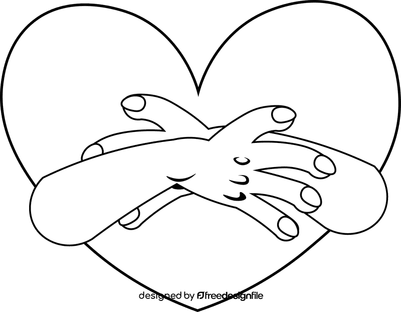 Hug Heart black and white clipart