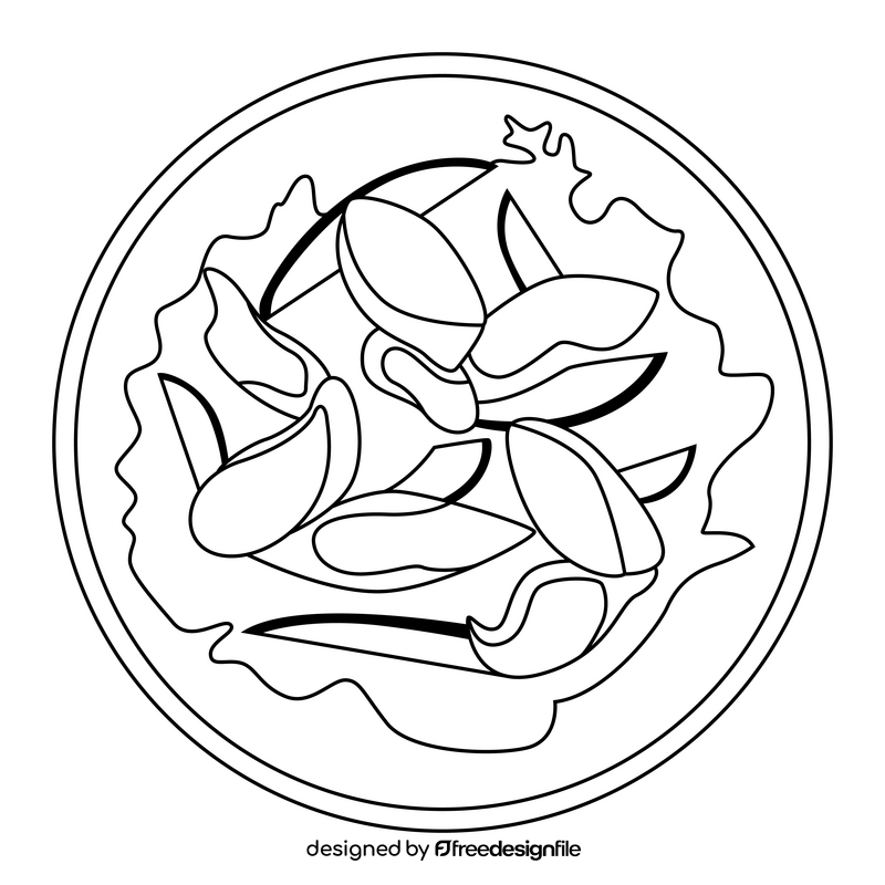 Keto Diet Avocado Bacon Salad black and white clipart