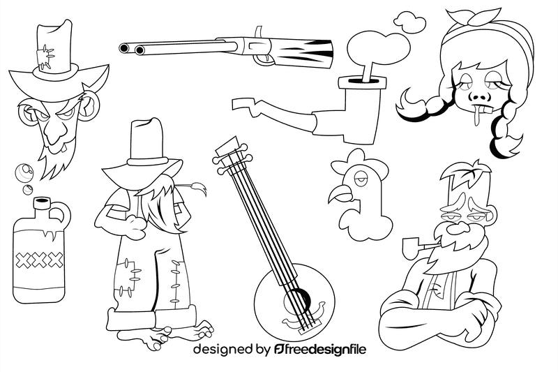 Redneck black and white vector