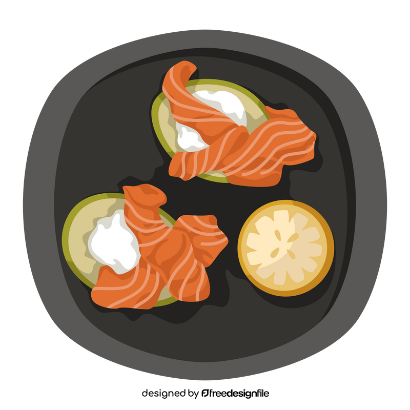Keto Diet meal Salmon and avocado clipart