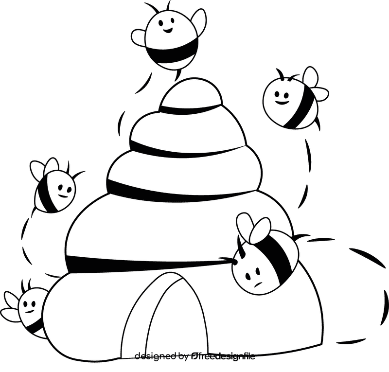 Beehive Hive Bees black and white clipart