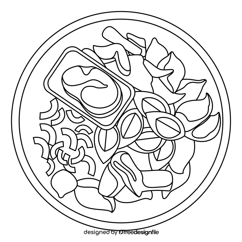 Keto Diet Shrimp Artichoke salad black and white clipart