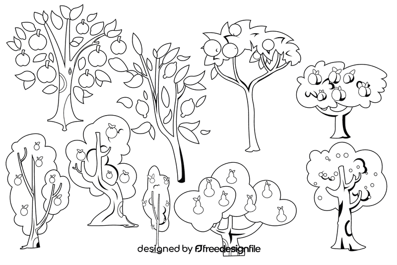 Fruit Tree black and white vector
