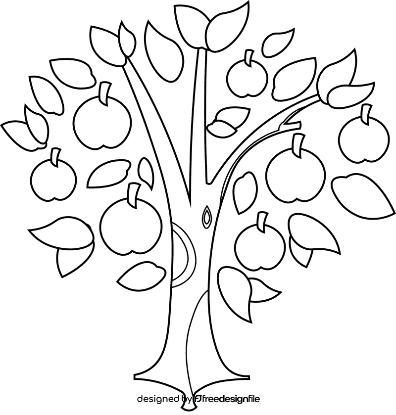 Fruit Tree Apple black and white clipart