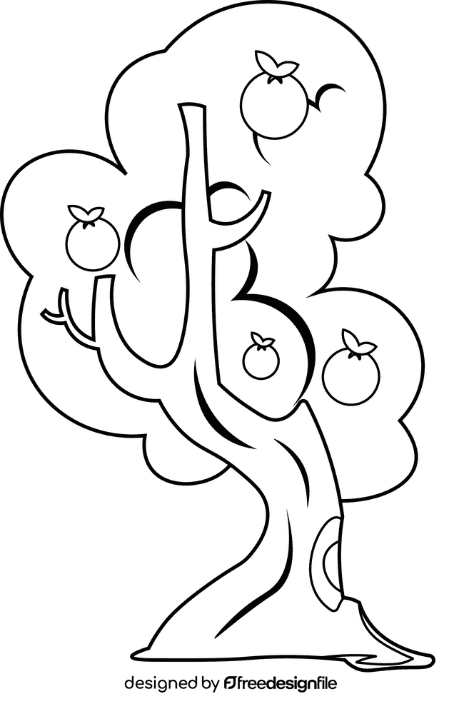 Fruit Tree Apple black and white clipart
