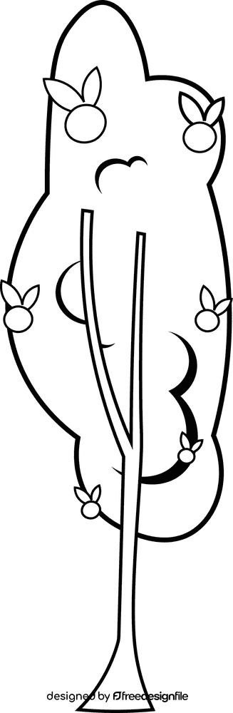 Fruit Tree Apple Small black and white clipart