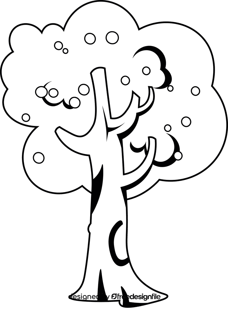 Fruit Tree Cherry black and white clipart