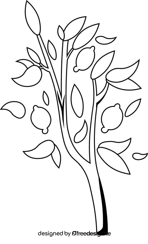 Fruit Tree Lemon black and white clipart