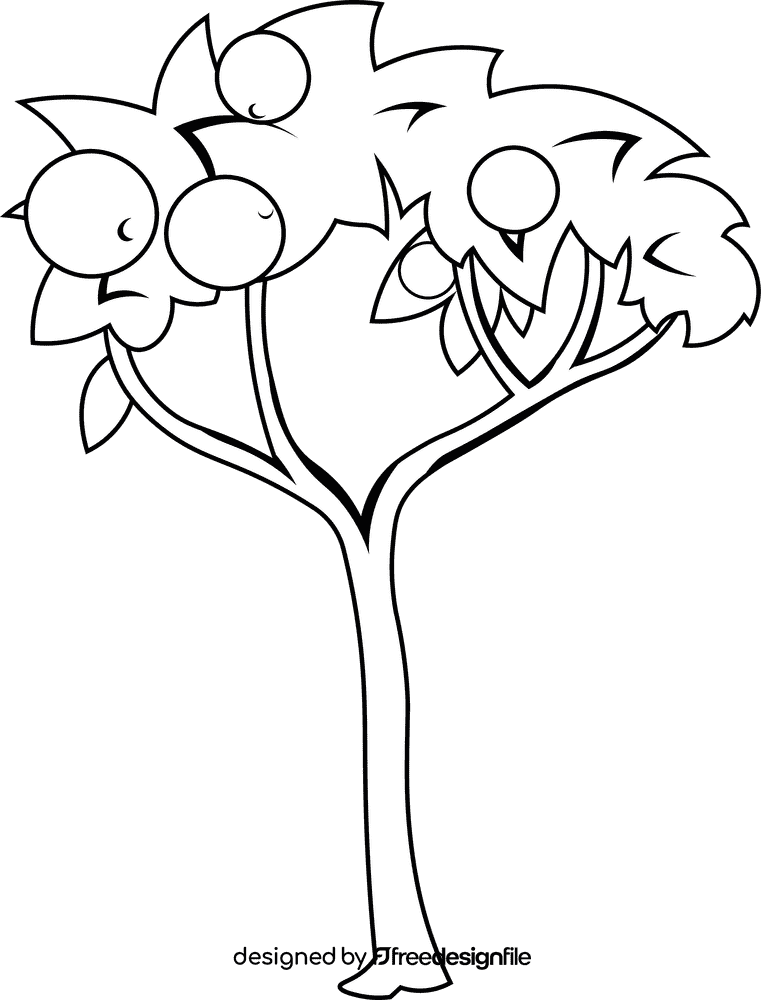 Fruit Tree Orange black and white clipart