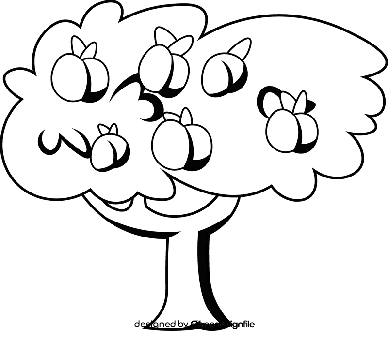 Fruit Tree Peach black and white clipart