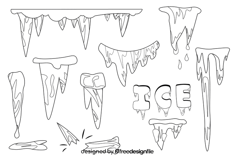 Icicles black and white vector